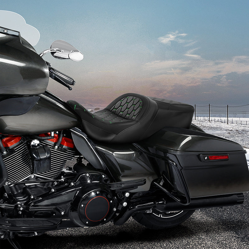 C.C. RIDER Touring Seat 2 Up Seat Driver Passenger Seat With Backrest For Harley CVO Road Glide Electra Glide Street Glide Road King, 2009-2023