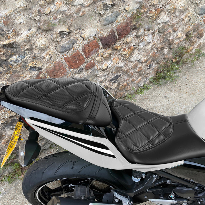 C.C. RIDER Ninja 400 Z400 Front And Rear Seat Fit For Kawasaki Ninja400 Black Lattice, 2018-2024