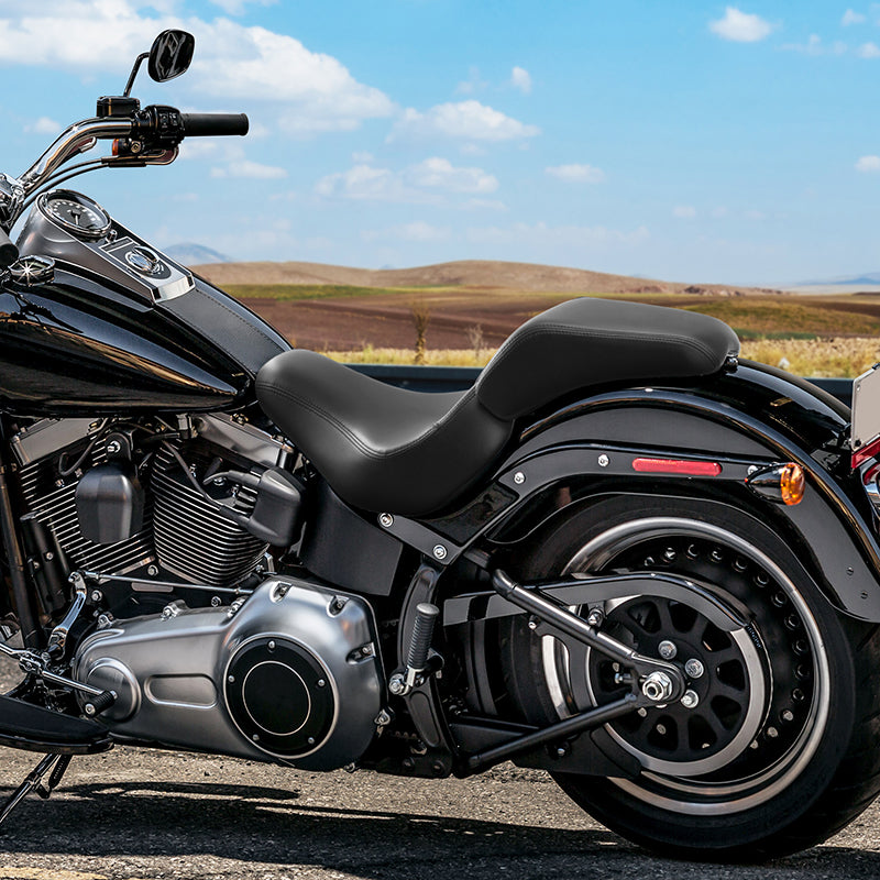 C.C. RIDER Softail Seat Two Piece 2 Up Seat Low Profile Driver Solo Seat Passenger Seat For Harley Softail Fat Boy Cross Bones, 2007-2017