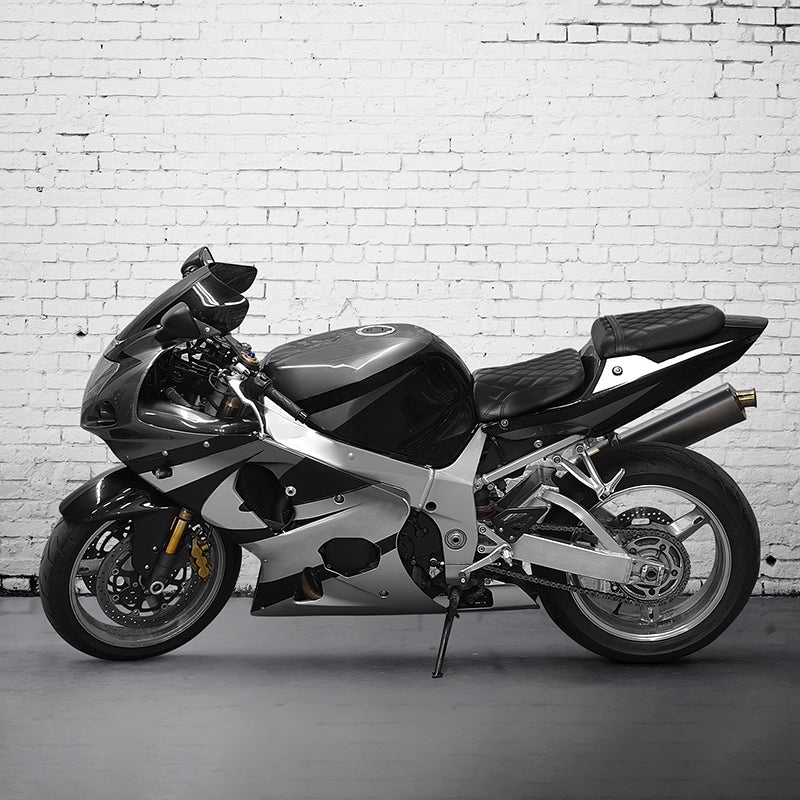 C.C. RIDER GSXR1000 Front And Rear Seat With Black Diamond Design For SUZUKI GSX-R1000, 2001-2002