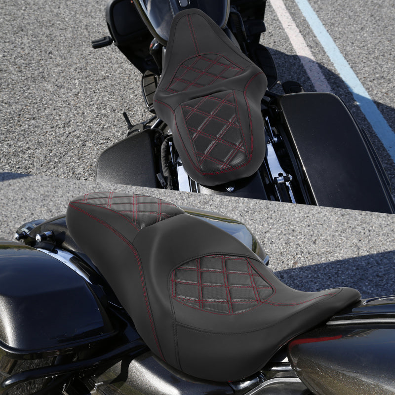 C.C. RIDER Touring Seat 2 up Seat Driver Passenger Seat Aztec For Harley Touring Street Glide Road Glide Electra Glide, 2008-2023