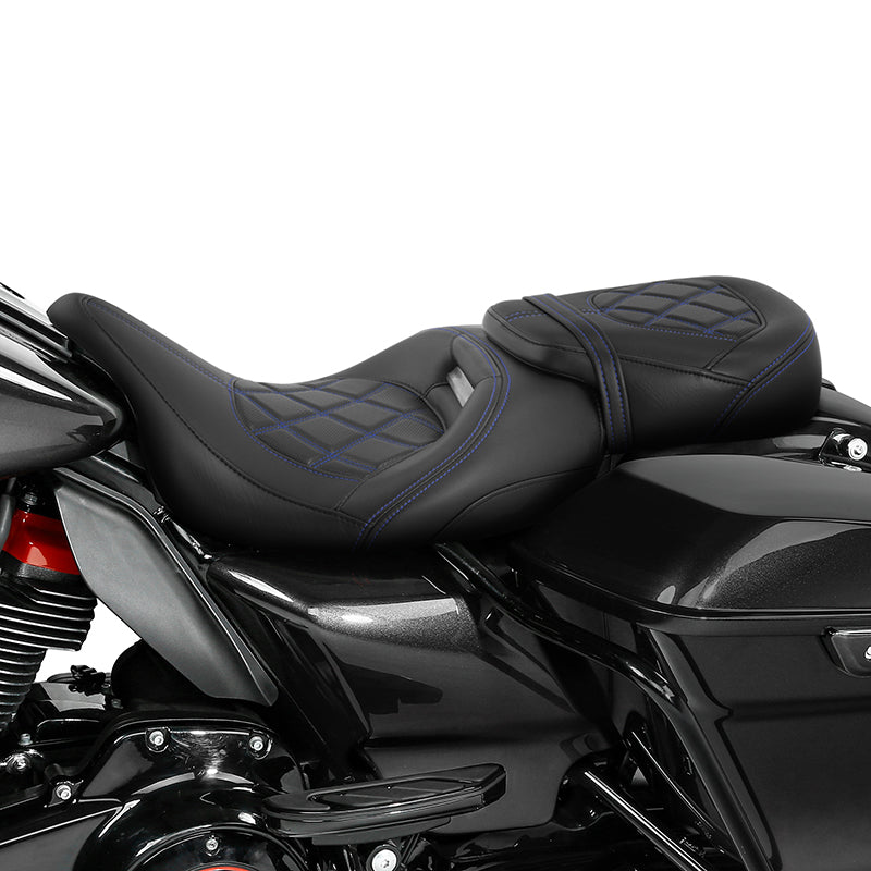 C.C. RIDER Touring Seat Two Piece 2 Up Seat Low Profile Driver Passenger Seat Octane For Road Glide Street Glide Road King, 2009-2023