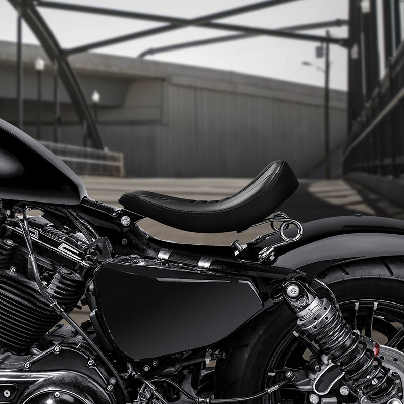 C.C. RIDER Sportster Seat Torsion Spring Solo Seat Max Profile Black Stitching For Iron883 Iron1200 Sportster48, 2004-2023