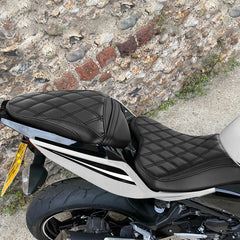 C.C. RIDER Ninja 400 Z400 Front And Rear Seat Fit For Kawasaki Ninja400 Black Diamond Stitching, 2018-2024