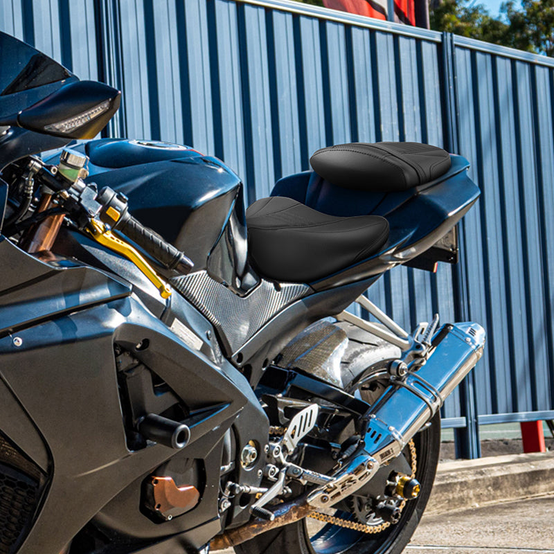 C.C. RIDER GSX-R1000 Front And Rear Seat Fit For SUZUKI GSXR1000 Black Carbon Fiber Stitching, 2007, 2008