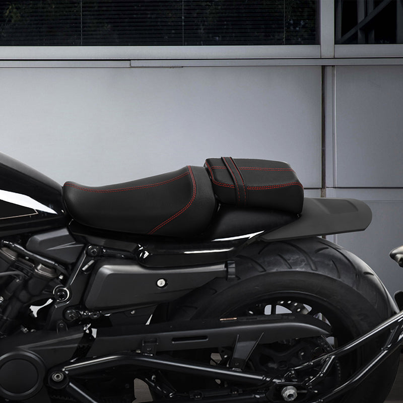 C.C. RIDER Sportster Seat 2 Piece Seat Driver And Passegner Seat Red Stitching Fit For Harley Sportster S RH1250S 2021-Later