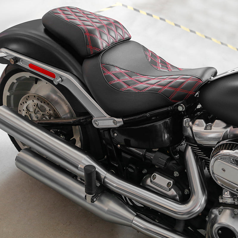 C.C.RIDER Softail Passenger And Driver Seat Lattice Stitching Two Piece Seat  For Harley Fatboy 114 FLFB FLFBS, 2018-2025