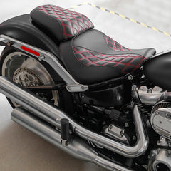 C.C.RIDER Softail Passenger And Driver Seat Lattice Stitching Two Piece Seat  For Harley Fatboy 114 FLFB FLFBS, 2018-2025