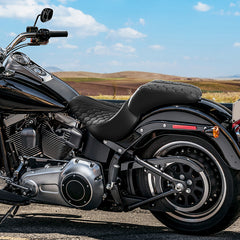 C.C. RIDER Softail Seat Two Piece 2 Up Seat Low Profile Driver Solo Seat Passenger Seat Honeycomb For Harley Softail Fat Boy Cross Bones, 2006-2017