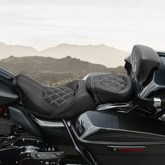 C.C. RIDER Razor Chopped Pack Trunk Backrest Passenger Backrest Pad Lattice Sititching For Harley Touring CVO Road Glide Street Glide Road King, 2014-2025