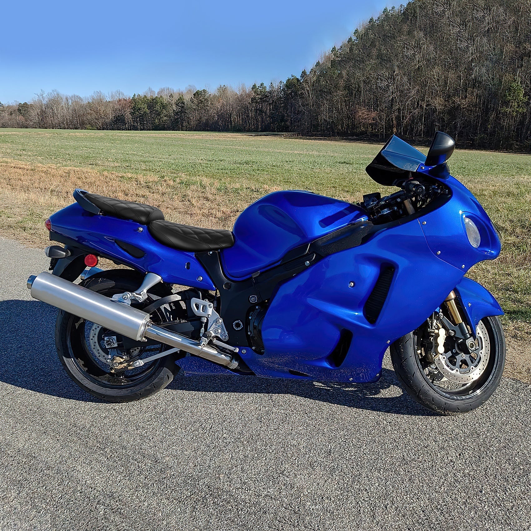 C.C. RIDER GSX1300R Front And Rear Seat Fit For SUZUKI Hayabusa GSX1300R Black Stitch, 1999-2007