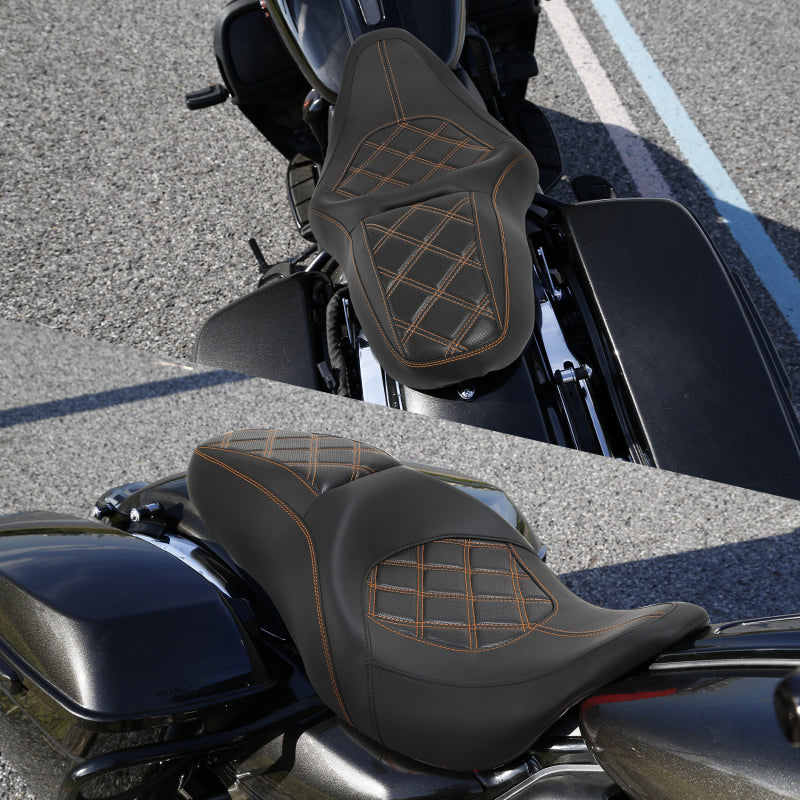 C.C. RIDER Touring Seat 2 up Seat Driver Passenger Seat Aztec For Harley Touring Street Glide Road Glide Electra Glide, 2008-2023