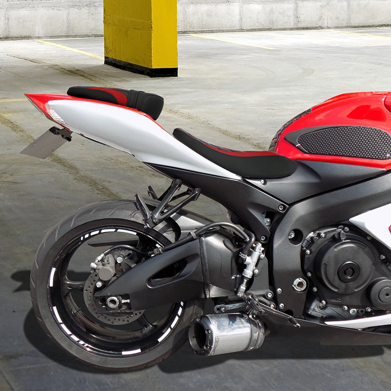 C.C. RIDER GSX-R750 GSX-R600 Front And Rear Seat Fit For SUZUKI GSXR750 GSXR600 Black Red Blue Lattice Stitch , 2006-2007