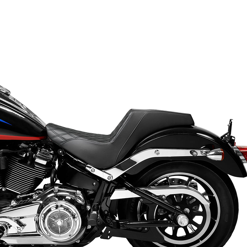 Gel Seat C.C. RIDER Softail Seat 2 up Seat Step Up Lattice Stitching For Softail Standard Street Bob FXBB Standard FXST, 2018-2025