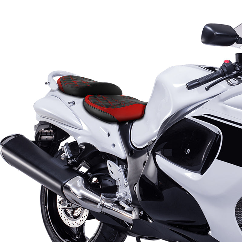 C.C. RIDER GSX1300R Front And Rear Seat Fit For SUZUKI Hayabusa GSX1300R Alien Style Red Lattice Stitch, 2008-2020
