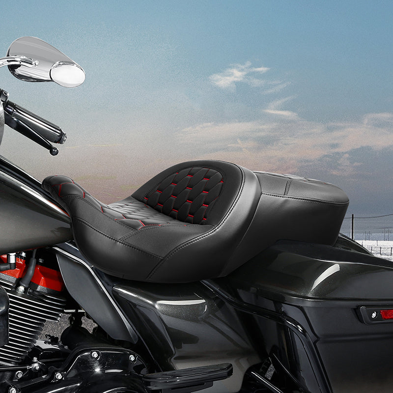 C.C. RIDER Touring Seat 2 Up Seat Driver Passenger Seat With Backrest For Harley CVO Road Glide Electra Glide Street Glide Road King, 2009-2023