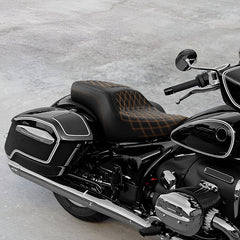 C.C. Rider BMW R18B R18 Transcontinental One Piece Seat Rider Passenger Seat Pillion Cushion Orange Lattice Stitching, 2020-2024