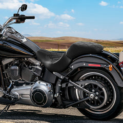 C.C. RIDER Softail Seat Two Piece 2 Up Seat Low Profile Driver Solo Seat Passenger Seat Black Lattice For Harley Fat Boy Cross Bones Softail, 2006-2017