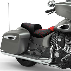 C.C. RIDER Indian Seat One Piece 2 Up Seat Red Honeycomb Stitching For Indian Chieftain Models, 2014-2025