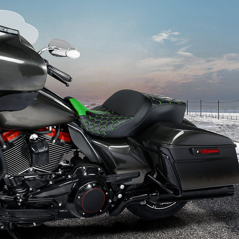 Gel Seat C.C. RIDER Touring Seat Driver Passenger Seat  For Harley CVO Road Glide Electra Glide Street Glide Road King, 2009-2023