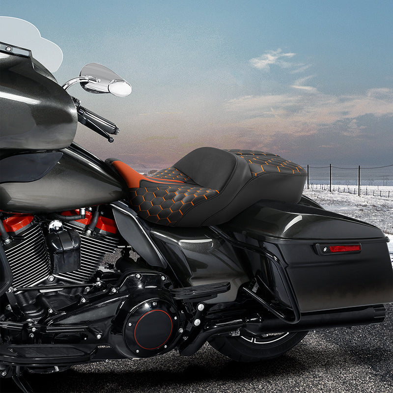 Gel Seat C.C. RIDER Touring Seat Driver Passenger Seat  For Harley CVO Road Glide Electra Glide Street Glide Road King, 2009-2023