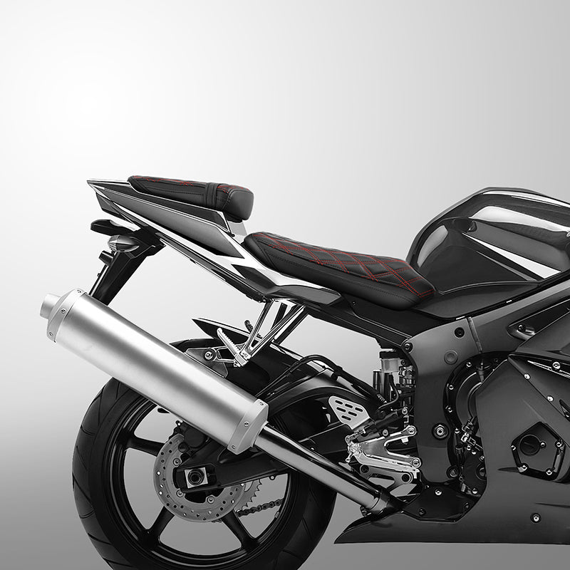C.C. RIDER YZF R6 YZF R6S Front And Rear Seat Black Red Diamond For YAMAHA YZFR6 2003-2005 YZFR6S 2006-2009