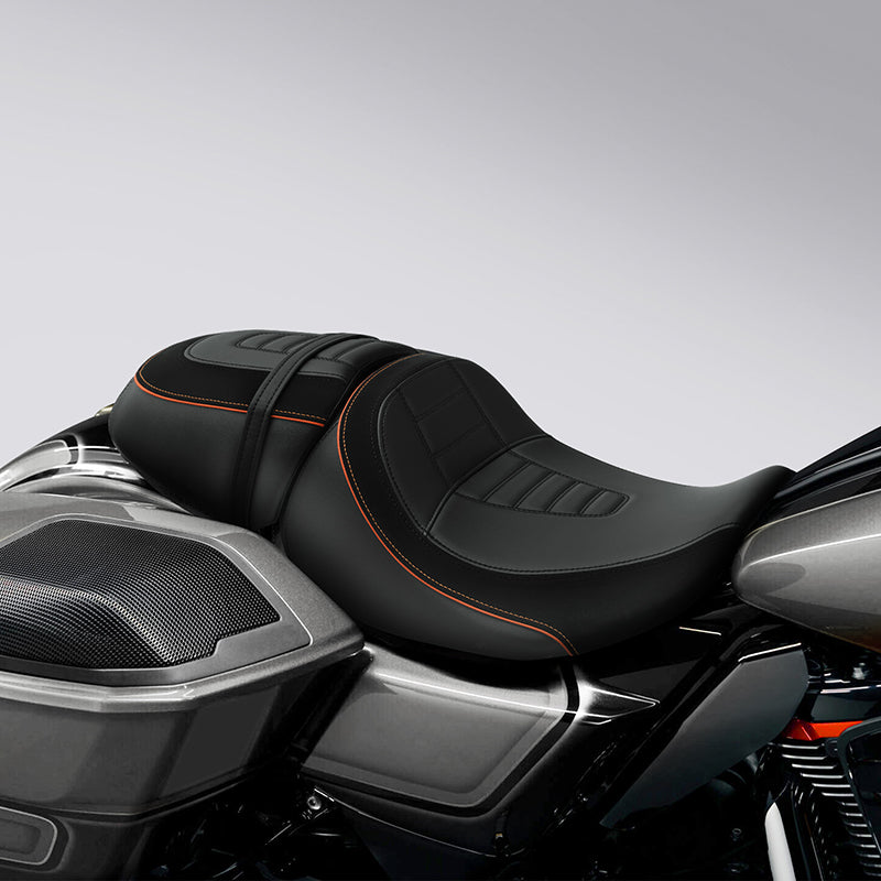 C.C. RIDER Touring Seat Two Piece 2 Up Seat Driver Solo Seat Passenger Seat Alcantara Leather For CVO Street Glide CVO Road Glide, 2023-2025