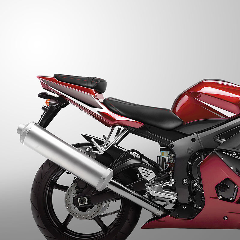 C.C. RIDER YZF R6 YZF R6S Front And Rear Seat Black Red Carbon Fiber Stitching For YAMAHA YZFR6 2003-2005 YZFR6S 2006-2009