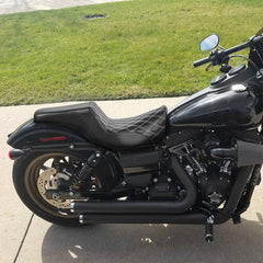 Gel Seat C.C. RIDER Dyna Step Up Seat 2 up Seat Lattice Stiching For Low Rider Fat Bob FXD/FXDWG, 2006-2017