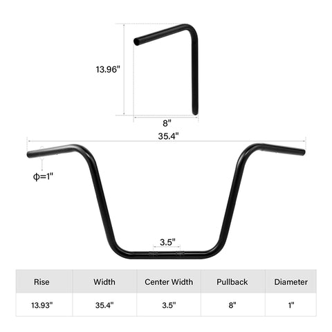 Santee Pre-Drilled 14" Ape Hanger Handlebar Matte Black Chrome Fit For Harley Sportster Softail Dyna
