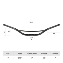 Santee 1" Hollywood Handlebar 4" Rise Matte Black Chrome Fit For Harley Custom