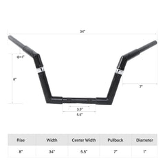 Santee 8" Rise Adjustable Ape Handlebar Matte Black Chrome Fit For Harley Sportster Softail