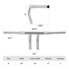 Santee 6" Rise 1-1/4" T-Bar Handlebar Fit For Harley Softail Chopper Throttle-By-Wire