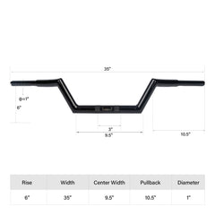 Santee 1-1/4" Low Rise Z Bar 6" Rise Handlebar Gloss Black Chrome Fit For Harley Road Glide Road King