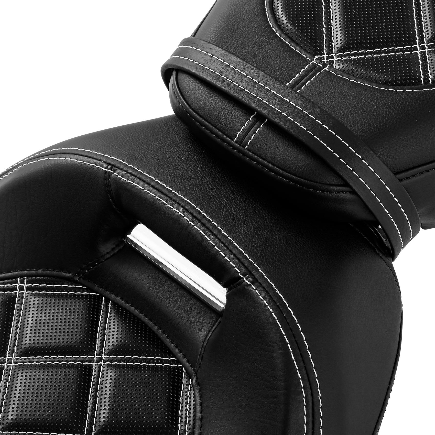 C.C. RIDER Touring Seat + Passenger Backrest Pad Bundle Black White For Harley Touring Road Glide Street Glide Road King, 2009-2023