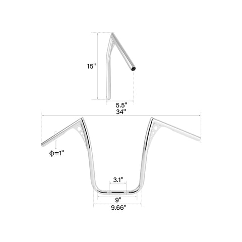 Custom Chrome 1"Handlebar 15"Rise Ape Hanger Bar Chrome Fits For 82-13 Harley Touring FLH/FLHT