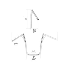 Custom Chrome 1"Handlebar 15"Rise Ape Hanger Bar Chrome Fits For 82-13 Harley Touring FLH/FLHT