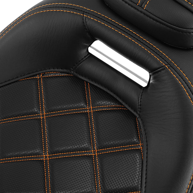 C.C. RIDER Touring Seat Two Piece 2 Up Seat Low Profile Driver Passenger Seat Octane For Road Glide Street Glide Road King, 2009-2023