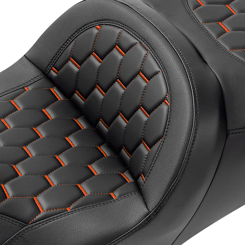 C.C. RIDER Touring Seat 2 Up Seat Driver Passenger Seat With Backrest For Harley CVO Road Glide Electra Glide Street Glide Road King, 2009-2023