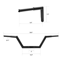 Santee 1-1/4" Low Rise Z Bar 8" Rise Handlebar Gloss Black Chrome Fit For Harley Road Glide Road King