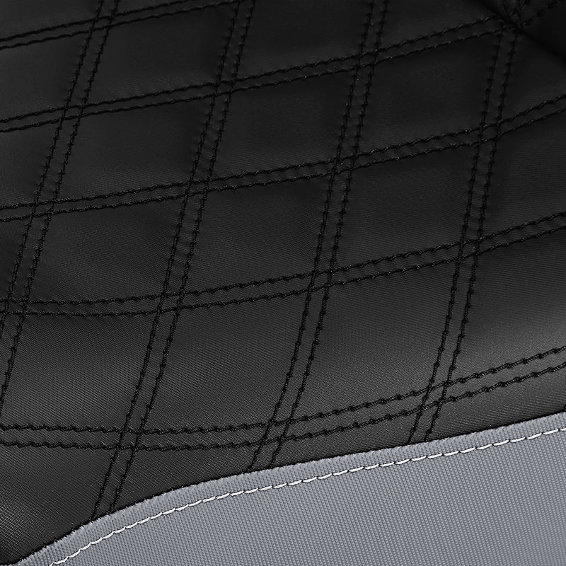 C.C. RIDER VN900 Vulcan Classic One Piece Seat Standard Driver Passenger Seat Grey Stripe For Kawasaki Vulcan Classic, 2006-2025