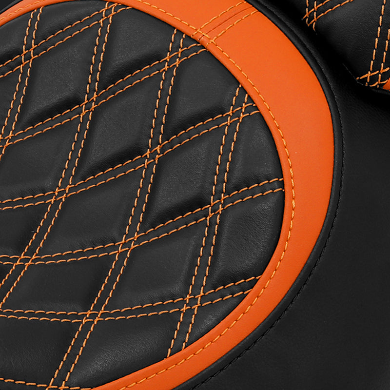 C.C.RIDER Sportster Two Pieces Two Up Orange Lattice Stiching Seat Passenger Seat For XL883N Models, 2016-2023