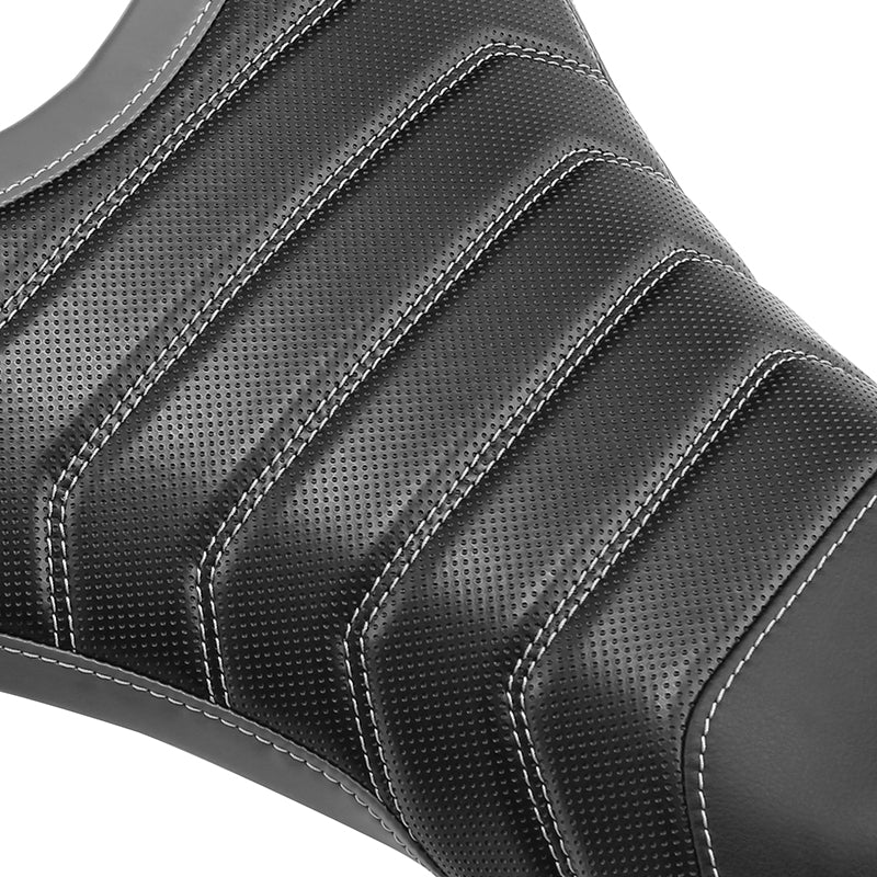 C.C. RIDER GSX-R1000 Front And Rear Seat Fit For SUZUKI GSXR1000  Black Gery Pleated stitching, 2005, 2006