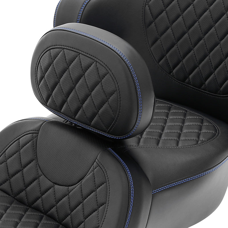 C.C. RIDER Rider Backrest 2 Up Seat Driver Backrest Pad For Harley Touring CVO Street Glide Road Glide Electra Glide Road King, 1988-2025