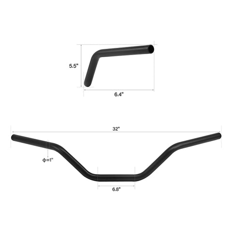 Santee 1” Steel Handlebars Matte Black Fit For Harley XLX Style 5” rise 32 width