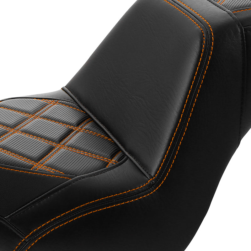 Gel Seat C.C. RIDER Softail Step Up Seat 2 Up Seat Diamond Stitching For Softail Street Bob FXBB Standard FXST Models 2018-2025