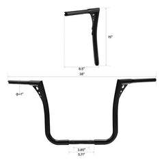 Custom Chrome 1.25" Fat Handlebar 15" Rise Hanger Bar Gloss Black Chrome Fit For Harley Touring FLHF/FLHT 82-13
