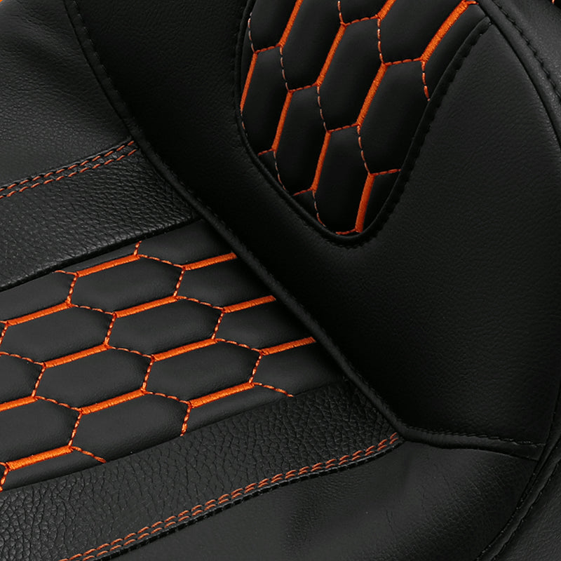 C.C. RIDER Touring Seat 2 Up Seat Driver Passenger Seat Black Orange Honeycomb Stitching For Harley CVO Street Glide Road King Road Glide Electra Glide, 1997-2007