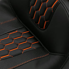 C.C. RIDER Touring Seat 2 Up Seat Driver Passenger Seat Black Orange Honeycomb Stitching For Harley CVO Street Glide Road King Road Glide Electra Glide, 1997-2007