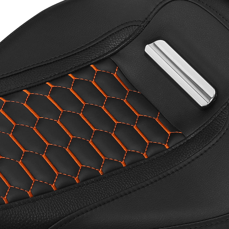 C.C.RIDER Softail Seat Two Piece 2 Up Seat Orange Honeycomb Stitching For Harley Softail Breakout FXBR FXBRS, 2018-2023
